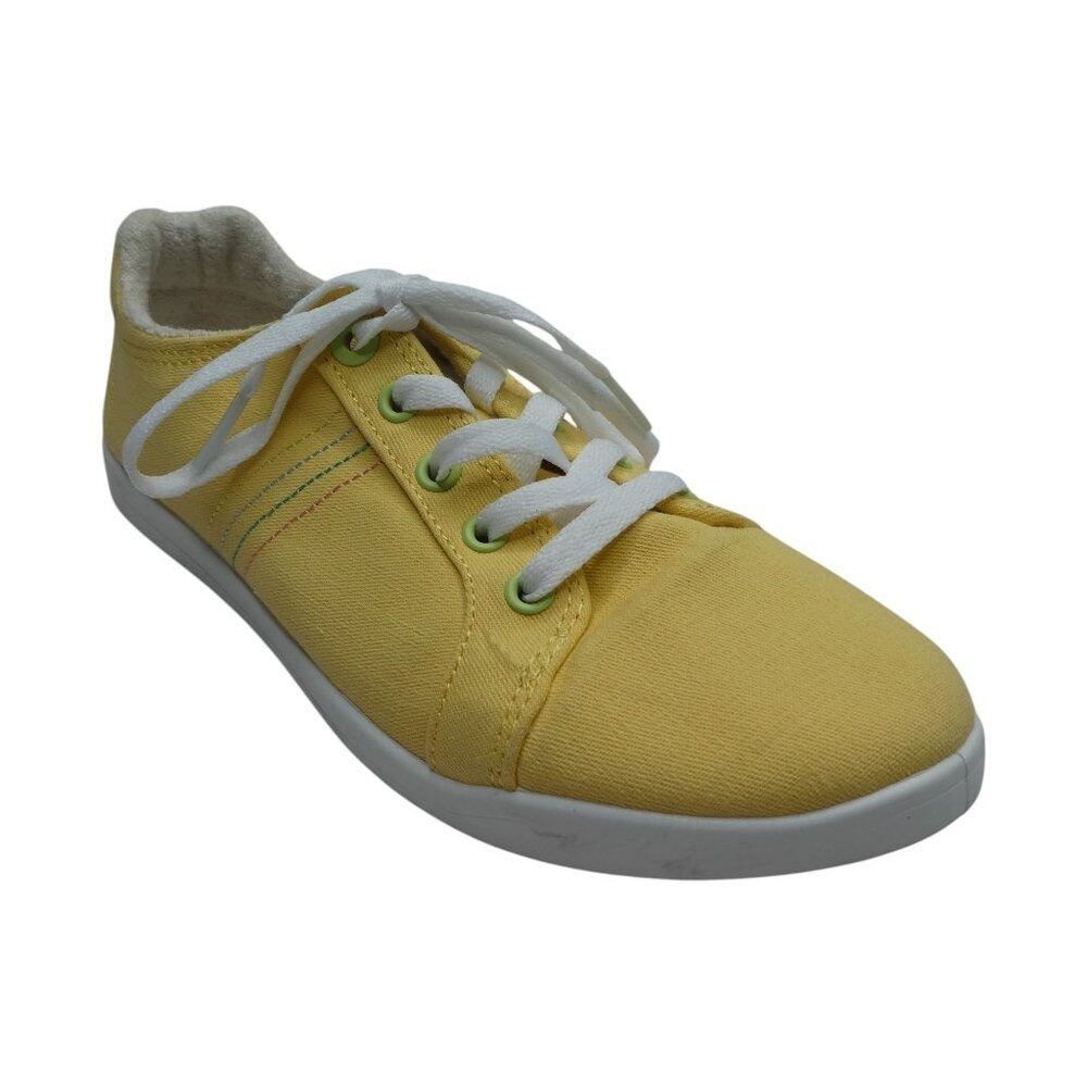 Vionic Stinson Beach Canvas Sneaker Women 8.5 Yellow Rainbow Stitch Orthotic